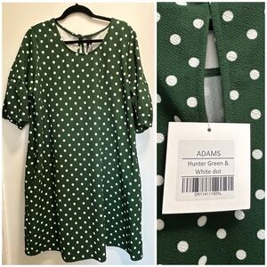 Agnes & Dora Adams Dress XL Hunter Green & White Dot w/ Pockets NWT